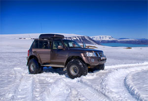 De Langjokull gletsjer in het westen van IJsland met een top van 1360 meter.